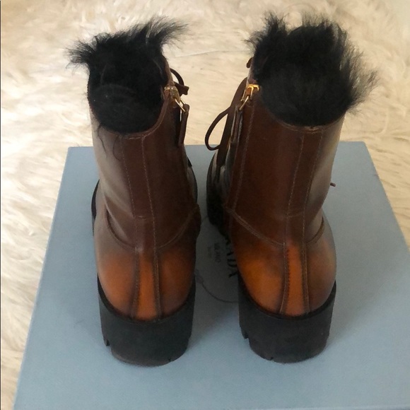 Prada Shearling-lined leather ankle boots - Picture 9 of 14